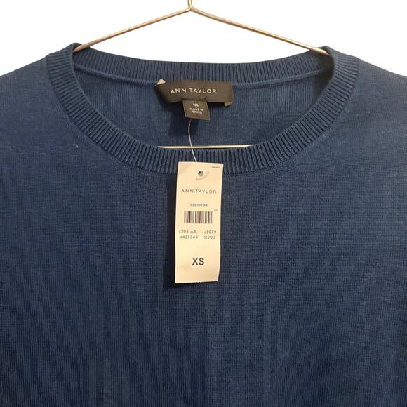 Ann Taylor NEW Navy Crewneck Ruffle 3/4 Sleeve Sweater XS - Picture 6 of 6
